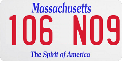 MA license plate 106NO9