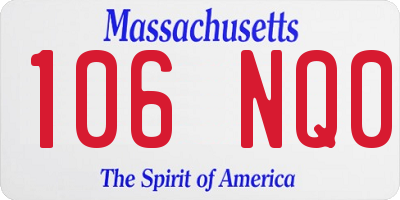 MA license plate 106NQ0