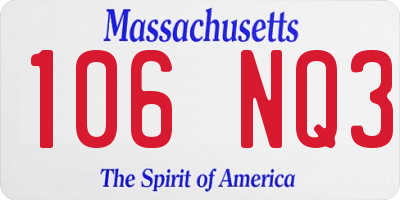 MA license plate 106NQ3