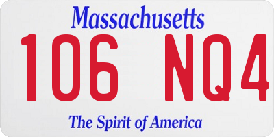 MA license plate 106NQ4