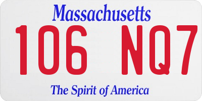 MA license plate 106NQ7