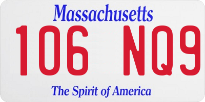 MA license plate 106NQ9