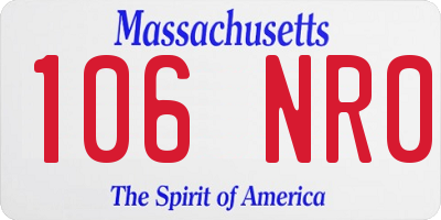 MA license plate 106NR0