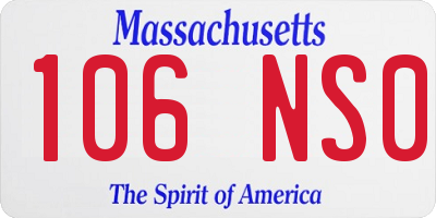MA license plate 106NS0