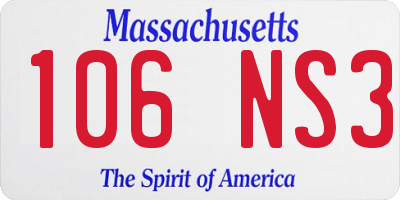 MA license plate 106NS3