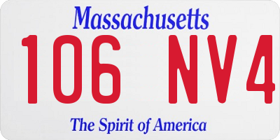 MA license plate 106NV4