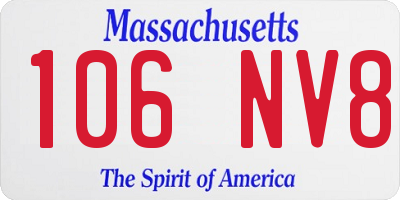 MA license plate 106NV8