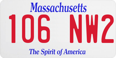 MA license plate 106NW2