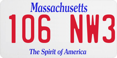MA license plate 106NW3