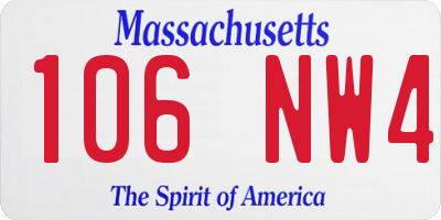 MA license plate 106NW4