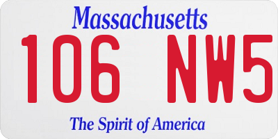MA license plate 106NW5