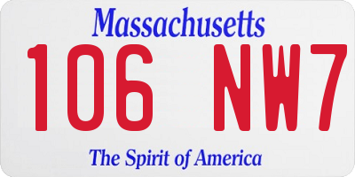 MA license plate 106NW7