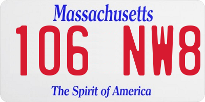 MA license plate 106NW8