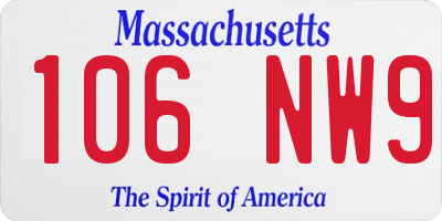 MA license plate 106NW9