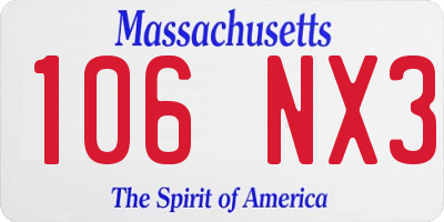 MA license plate 106NX3