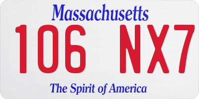 MA license plate 106NX7