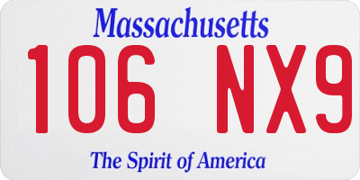MA license plate 106NX9