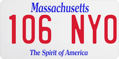 MA license plate 106NY0