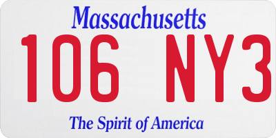 MA license plate 106NY3