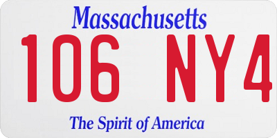 MA license plate 106NY4