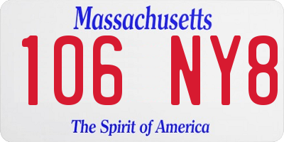 MA license plate 106NY8
