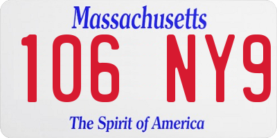 MA license plate 106NY9