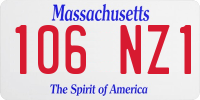 MA license plate 106NZ1