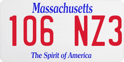 MA license plate 106NZ3