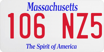 MA license plate 106NZ5