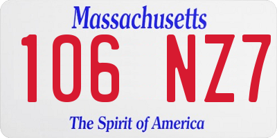 MA license plate 106NZ7