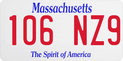 MA license plate 106NZ9