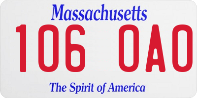 MA license plate 106OA0