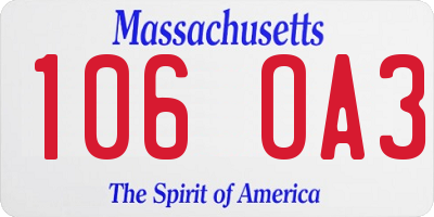 MA license plate 106OA3