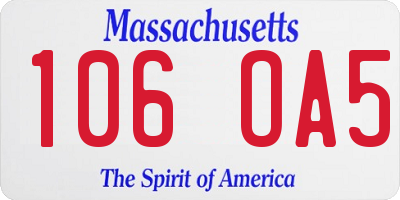 MA license plate 106OA5