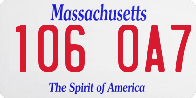 MA license plate 106OA7
