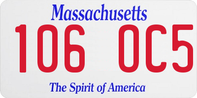MA license plate 106OC5