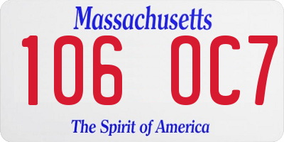 MA license plate 106OC7