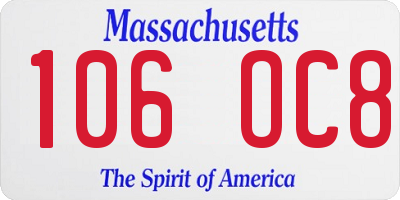 MA license plate 106OC8