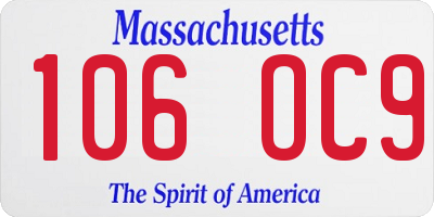 MA license plate 106OC9