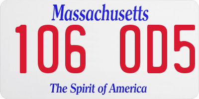 MA license plate 106OD5
