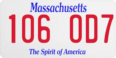 MA license plate 106OD7