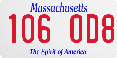 MA license plate 106OD8