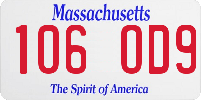 MA license plate 106OD9