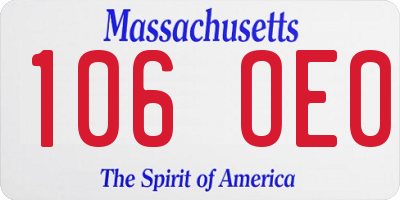 MA license plate 106OE0