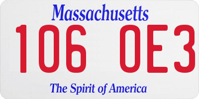 MA license plate 106OE3