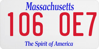 MA license plate 106OE7