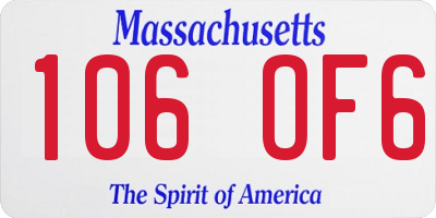 MA license plate 106OF6