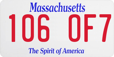 MA license plate 106OF7
