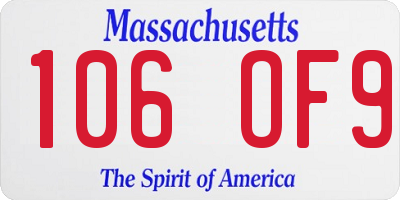 MA license plate 106OF9