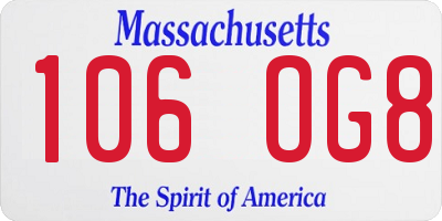 MA license plate 106OG8